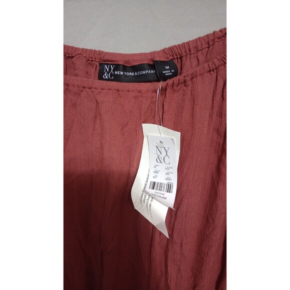 NY & C Lace Romper Sz M Nwt Blush Preppy Beach Tie Front Boho Tassel - Picture 2 of 9